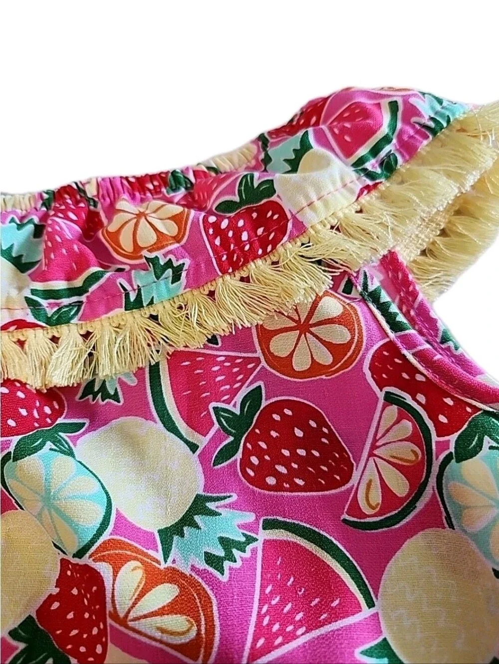 NWT Wonder Nation Toddler Girls Fruit Print 2-Piece Short Set Fringe Size 4T